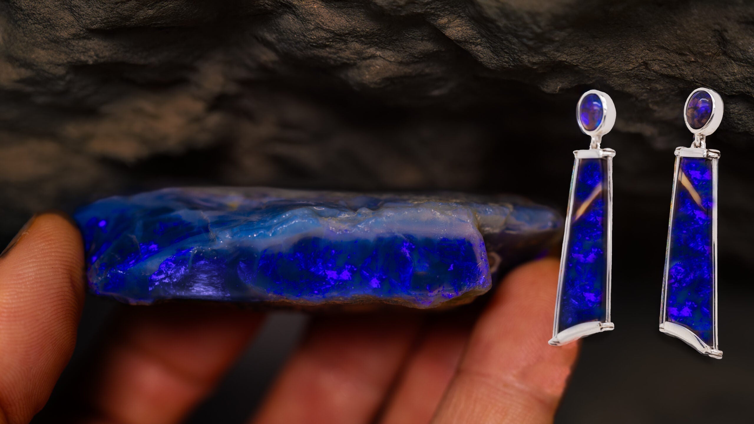 400 Carat Opal Rough Transformed into Earrings