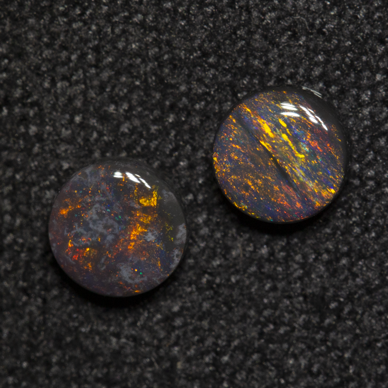 0.45 ct black opal pair 4x4x1.7mm