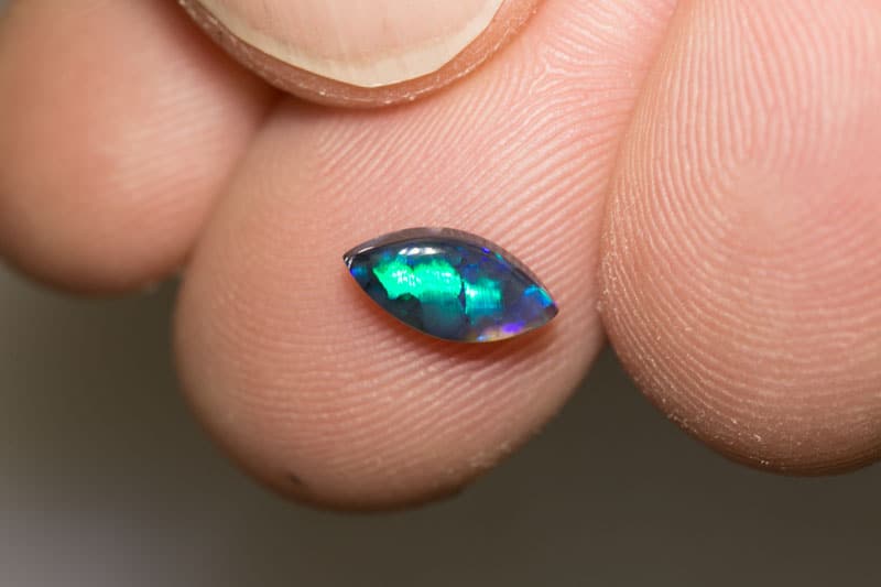 0.67 ct black opal Marquise cut 9x4x2mm