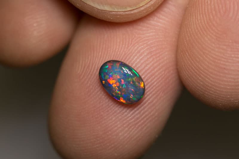0.75 ct gem black opal 8x5x2.5mm