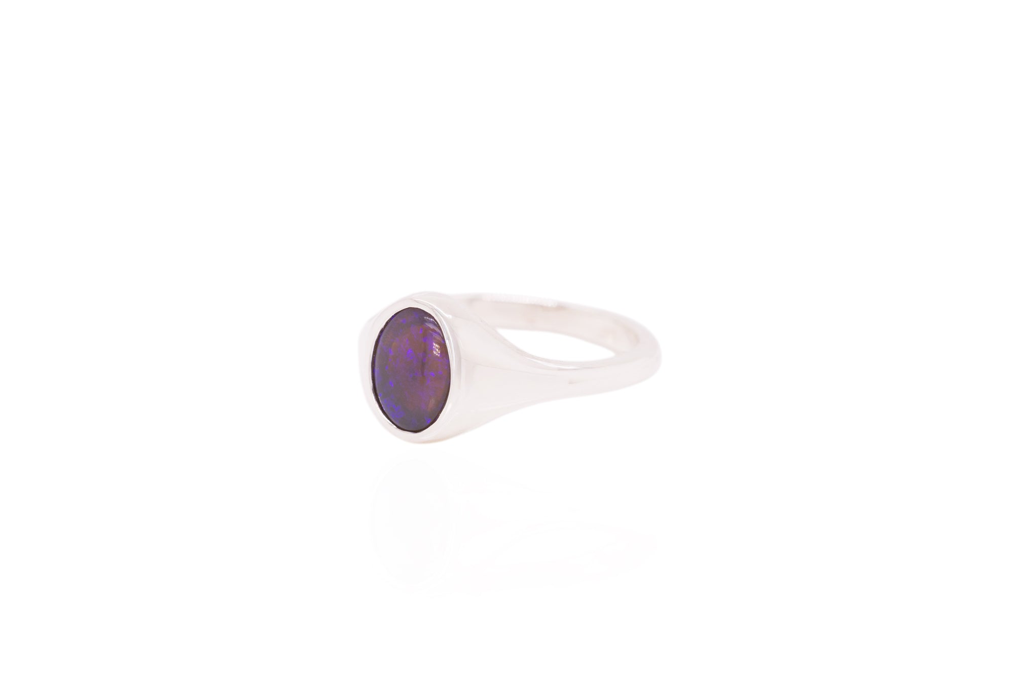 Valentina — Sterling Silver 0.76 ct Black Crystal Opal Ring