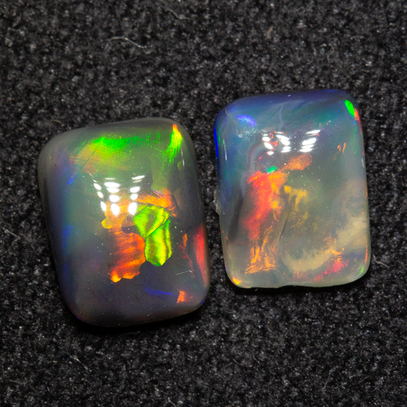 0.78 ct black opal pair 5.7x4.3x2mm