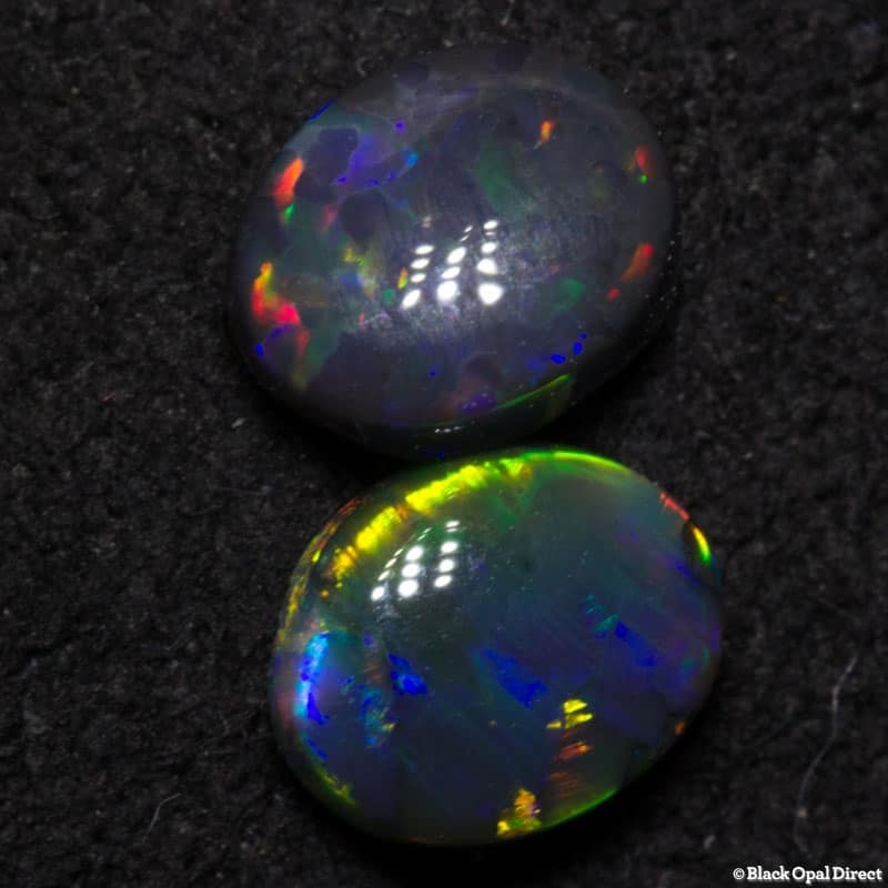 0.79 ct black opal pair 5x4x2mm