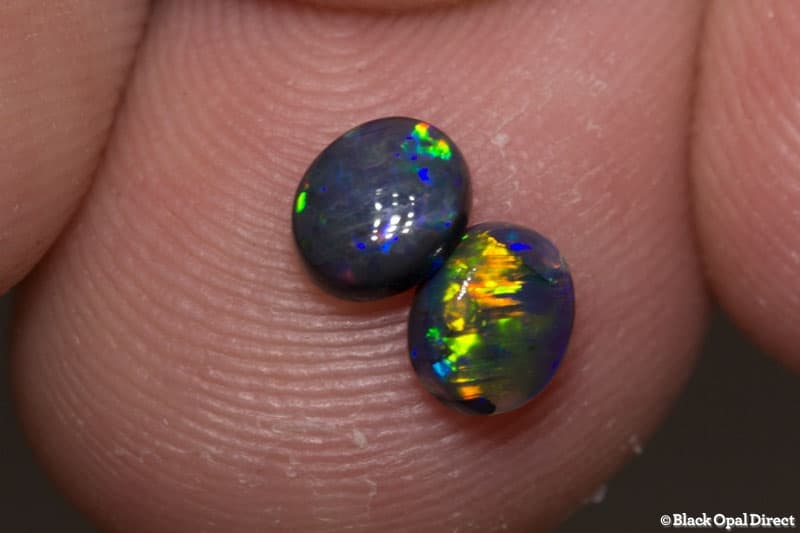 0.79 ct black opal pair 5x4x2mm