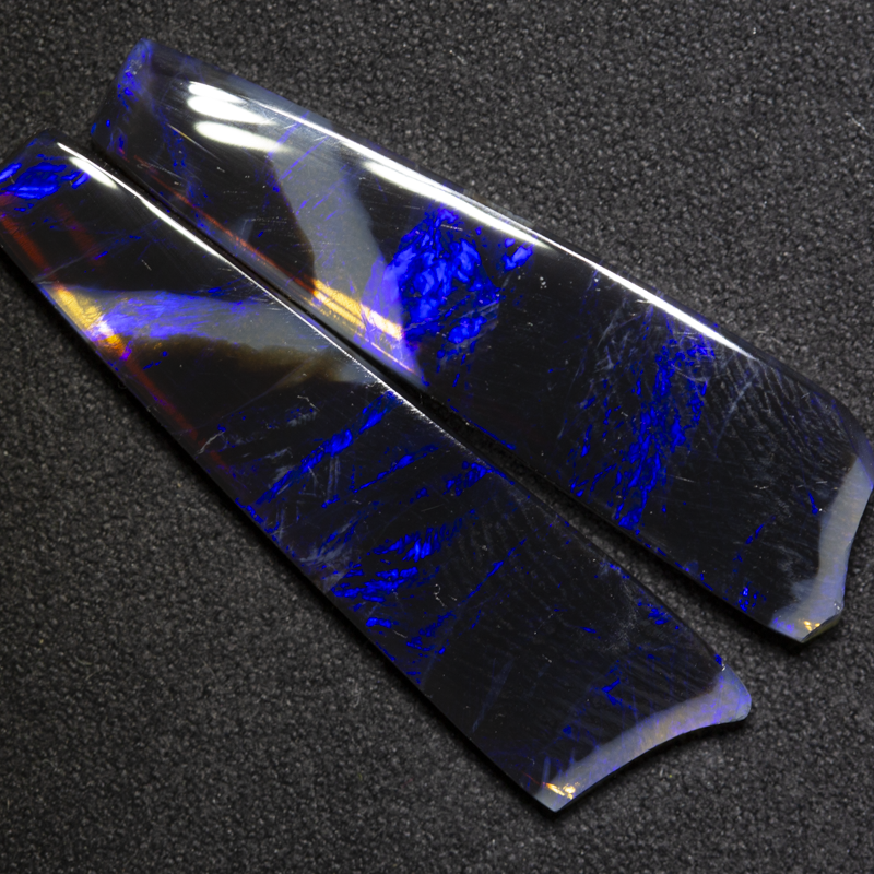 21.29 ct black crystal opal pair 37x9.6x4mm