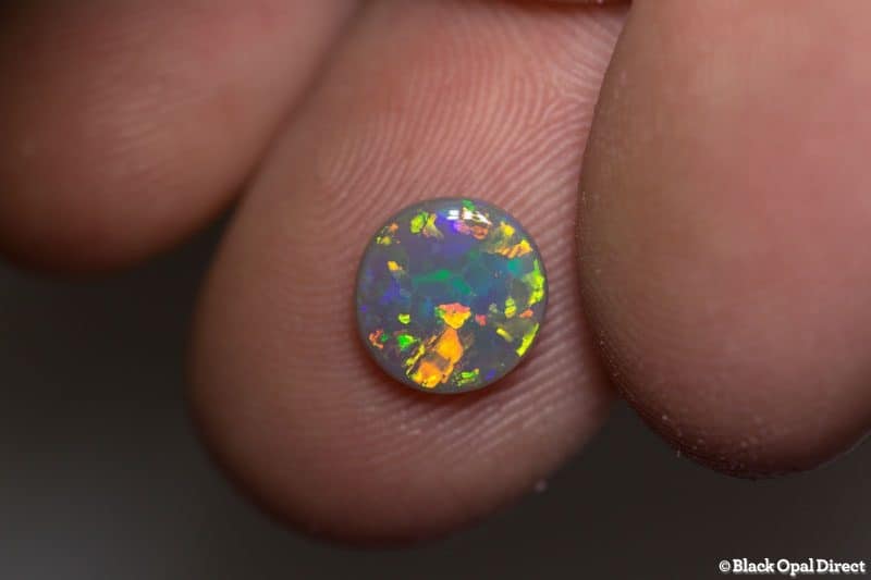 1.22 ct dark opal 8.5mm round x 2.5 thick