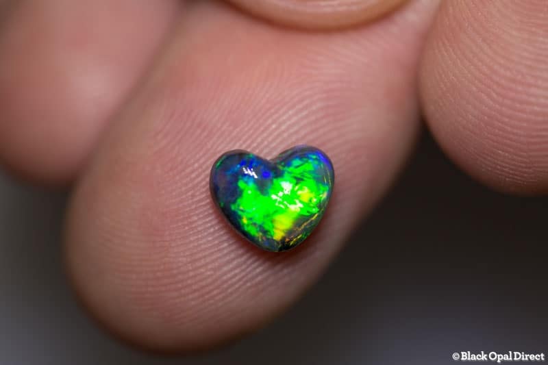 1.41 ct gem black opal heart double sided 8.3x7x4mm