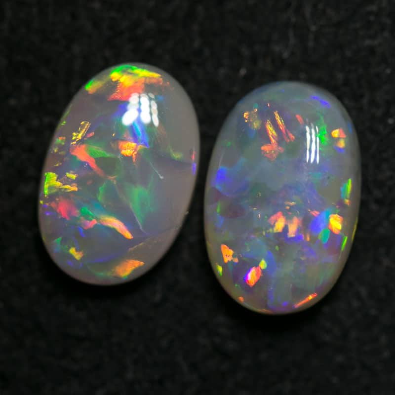 1.81 ct white opal pair 8x5.5mm