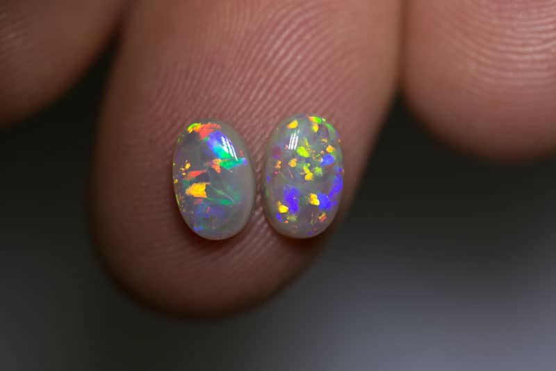 1.81 ct white opal pair 8x5.5mm