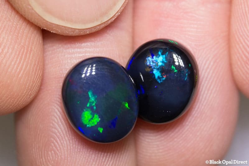 10.20 ct black opal pair 12x11mm