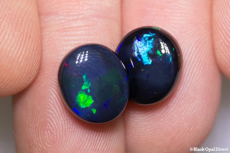 10.20 ct black opal pair 12x11mm