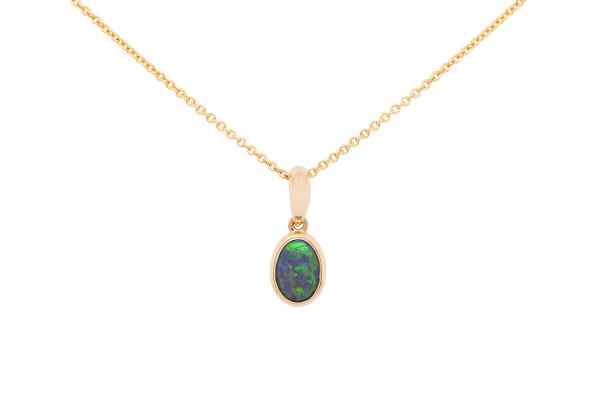 14kt Yellow Gold 0.59 ct Black Opal Pendant