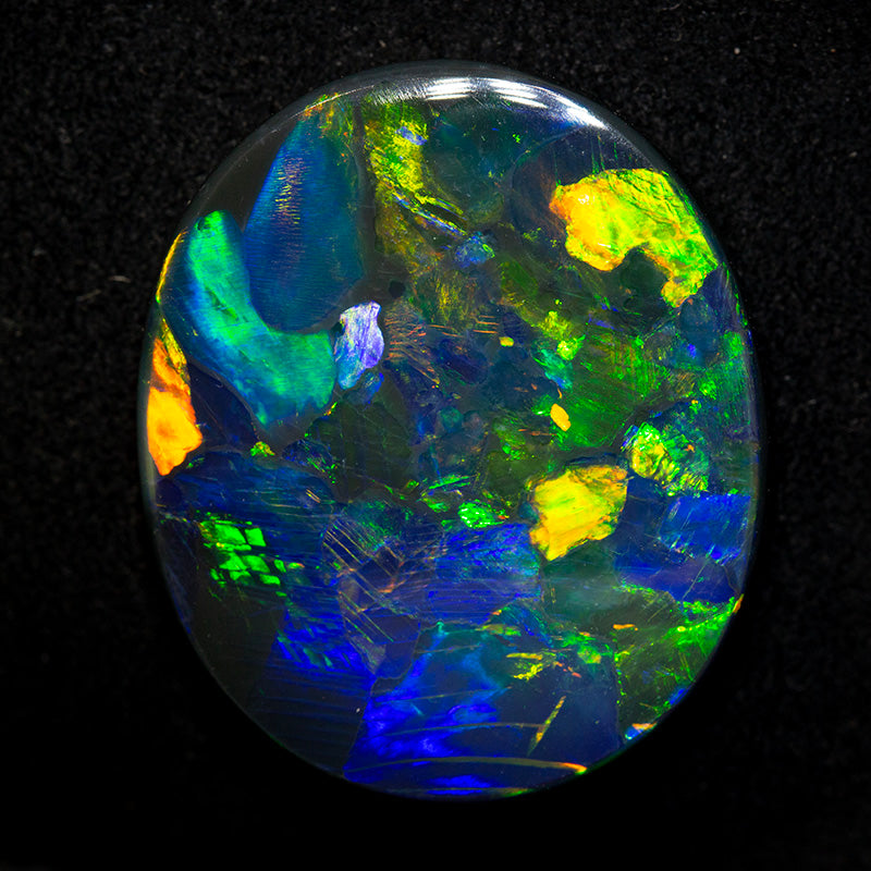 17.56 ct gem black opal 25.7x21.8x4.4mm