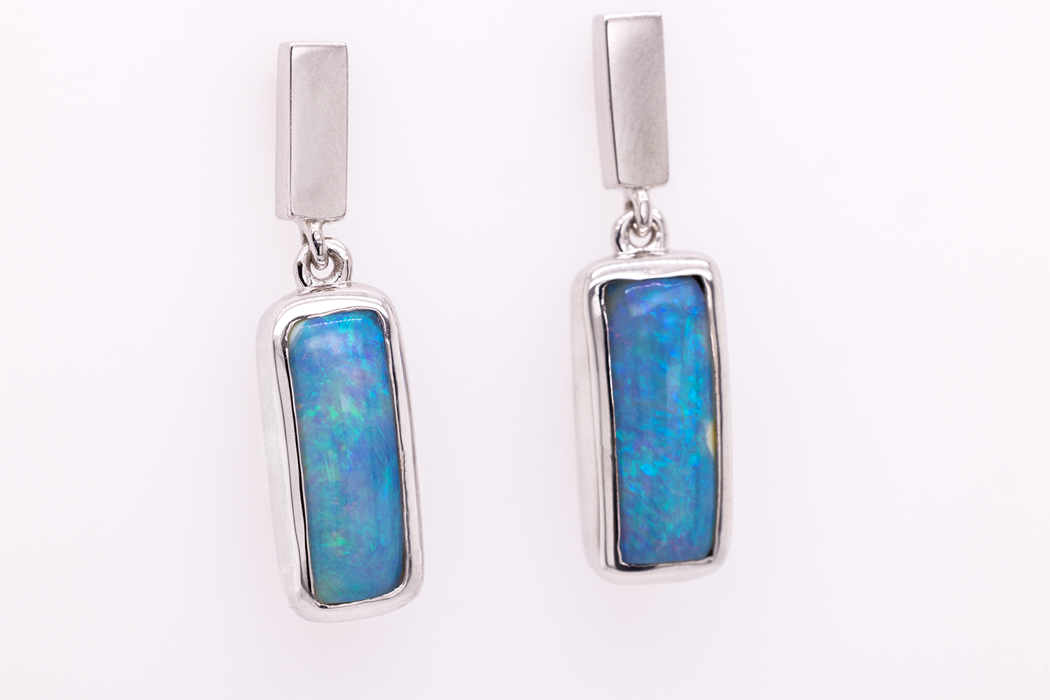 Drop Stud Earrings Sterling Silver with 2.96ct Boulder Opals