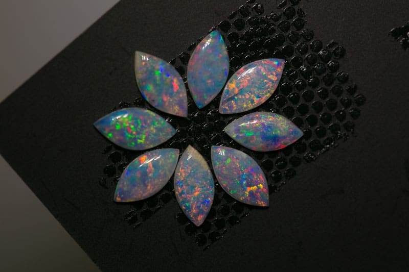 3.09 ct white opal suite 7x3.5mm 16 pieces