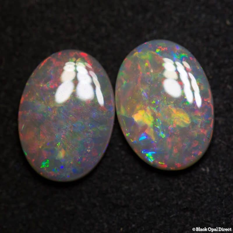 3.80 ct semi black opal pair 11x8mm