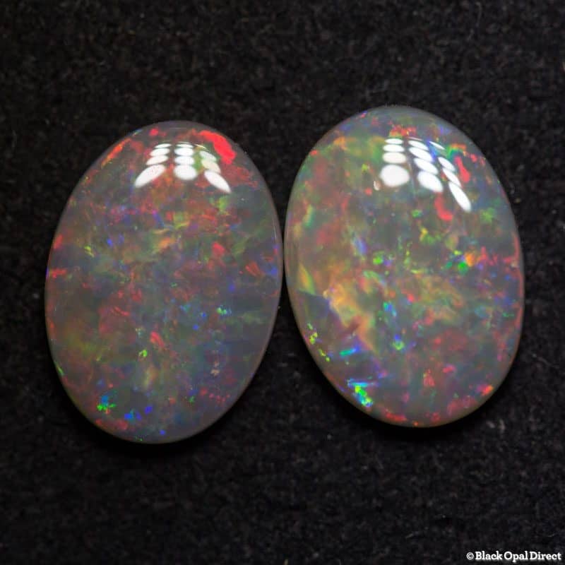 3.80 ct semi black opal pair 11x8mm