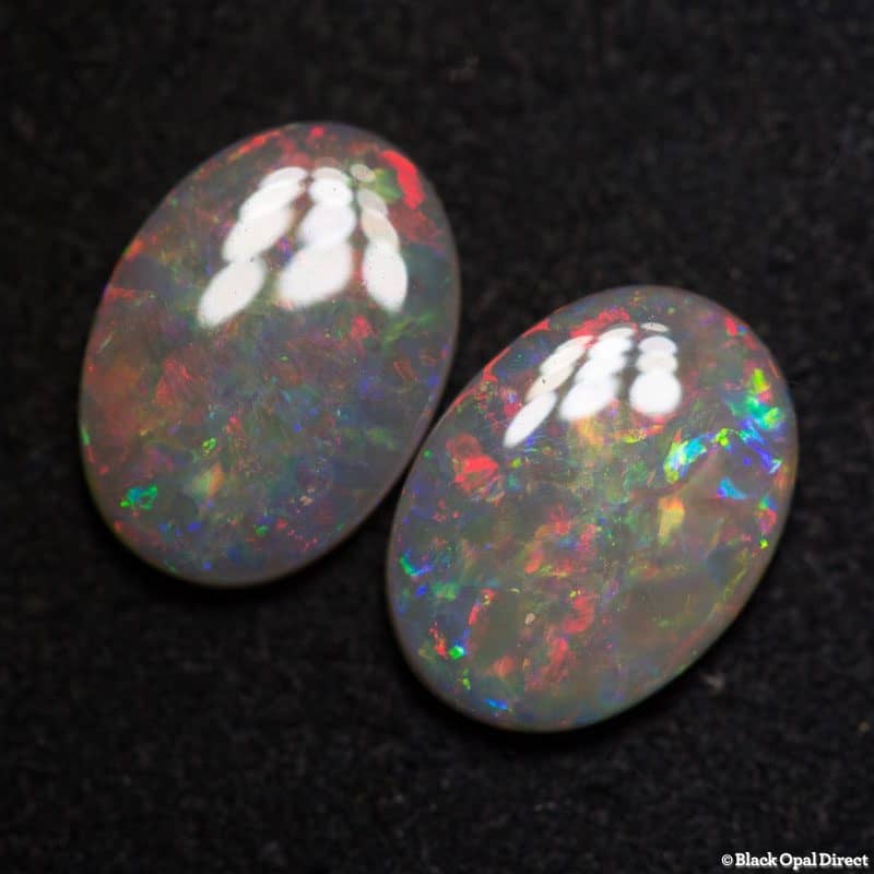 3.80 ct semi black opal pair 11x8mm