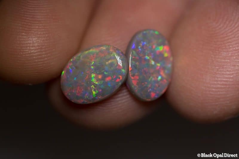 3.80 ct semi black opal pair 11x8mm