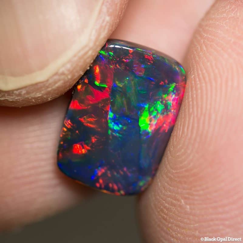 4.28 ct top gem cushion cut black opal collectors piece 13x9x4mm