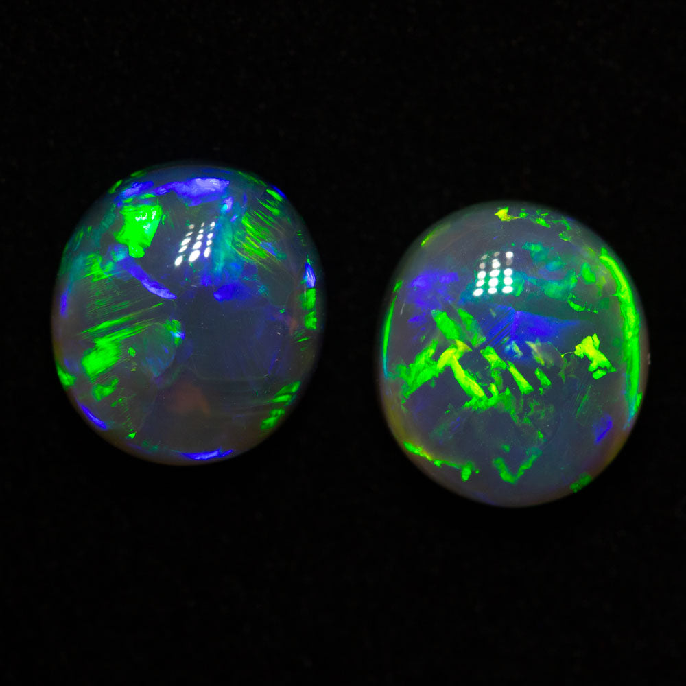 5.14 ct gem black opal pair 9.4x8.5x5.1mm
