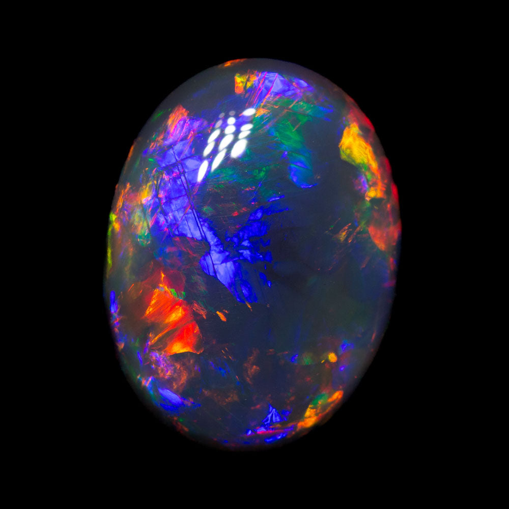 5.66 ct gem double-sided black opal 13.4x10.1x6.4mm