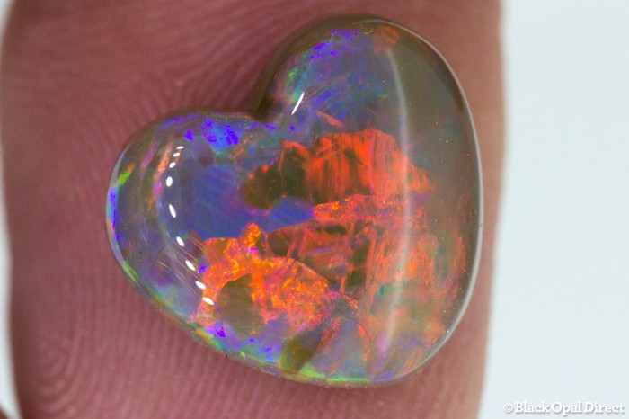5.72 ct heart shaped semi black opal 13x12x5mm