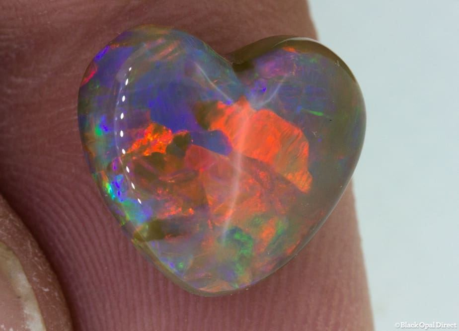 5.72 ct heart shaped semi black opal 13x12x5mm