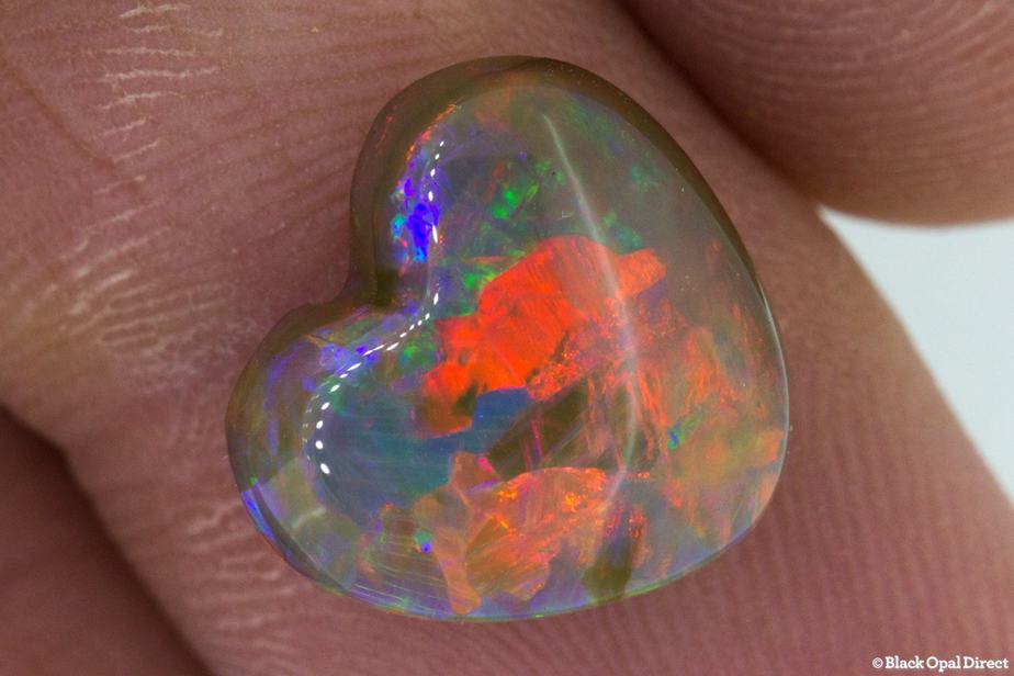 5.72 ct heart shaped semi black opal 13x12x5mm