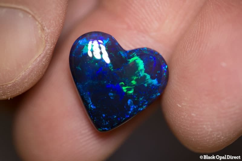 6.40 ct black opal heart 15.5x15x5mm