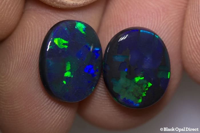 7.50 ct gem black opal pair 14x12mm