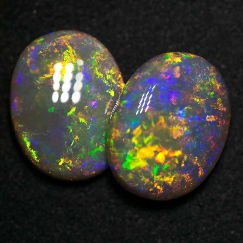 9.68 ct dark opal pair 14x11x4.5-5mm