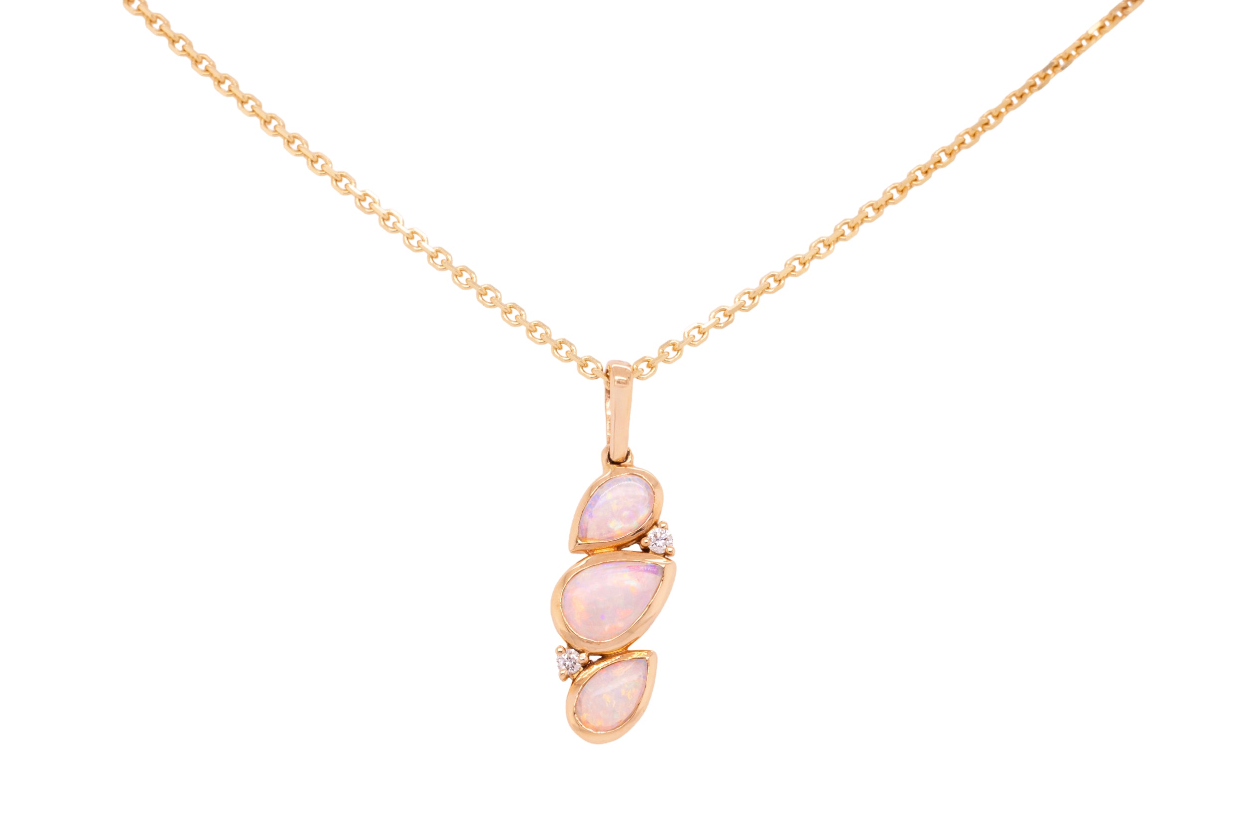 Alice — 18kt Yellow Gold 0.50 ct Crystal Opal Diamond Pendant