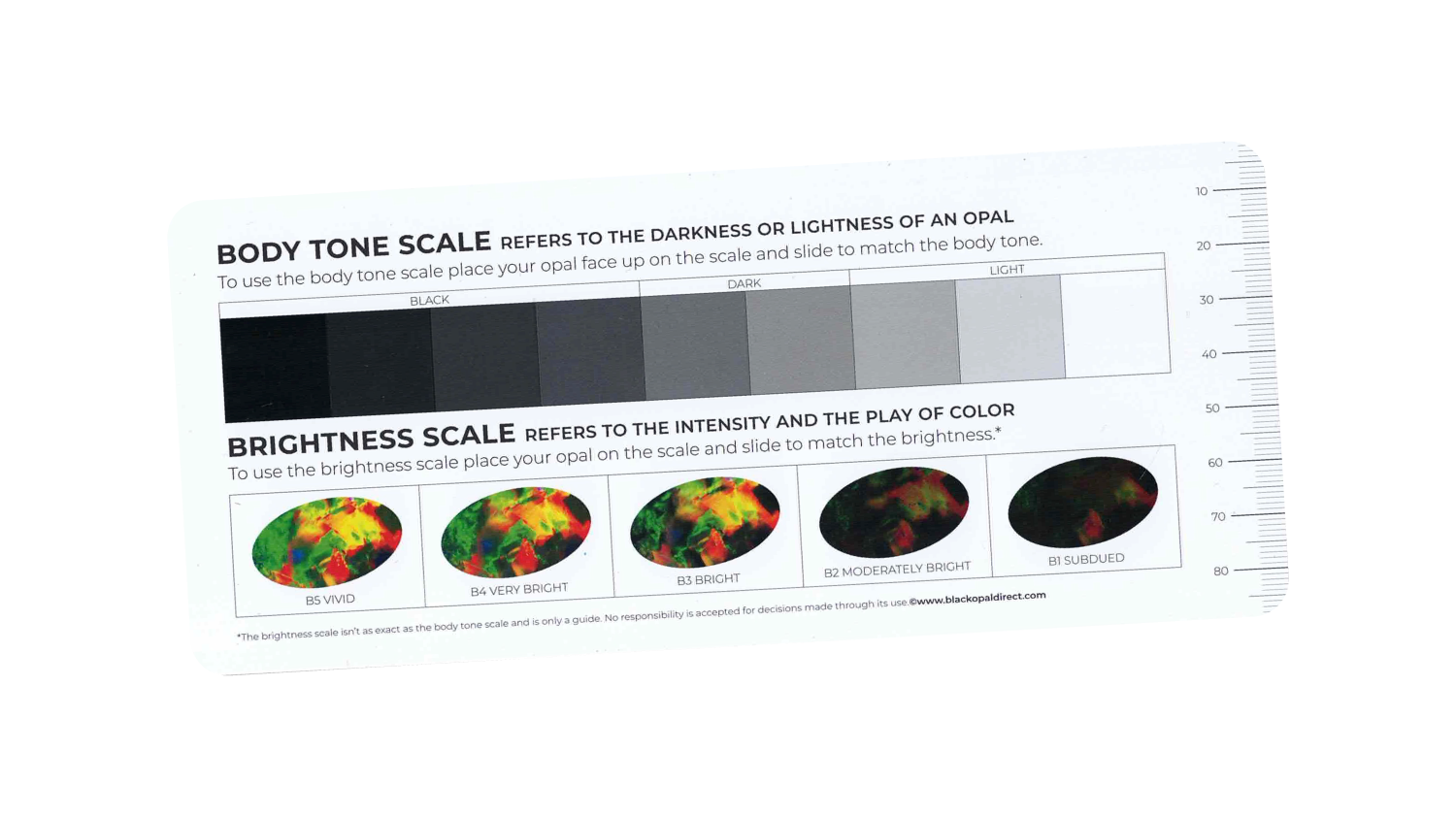 Black Opal Direct Body Tone and Brightness Scale