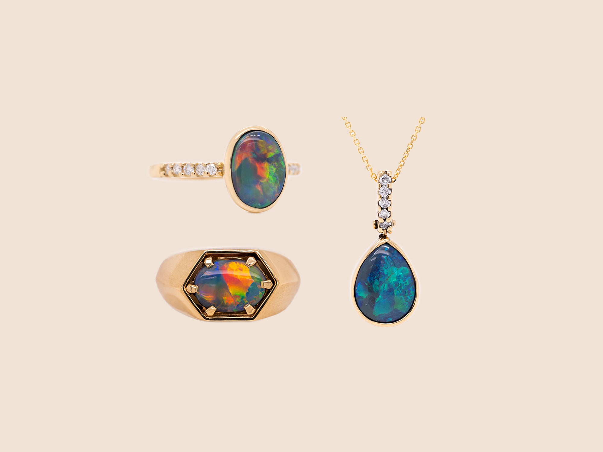 create your own opal jewelry collection, rings, pendants, necklaces