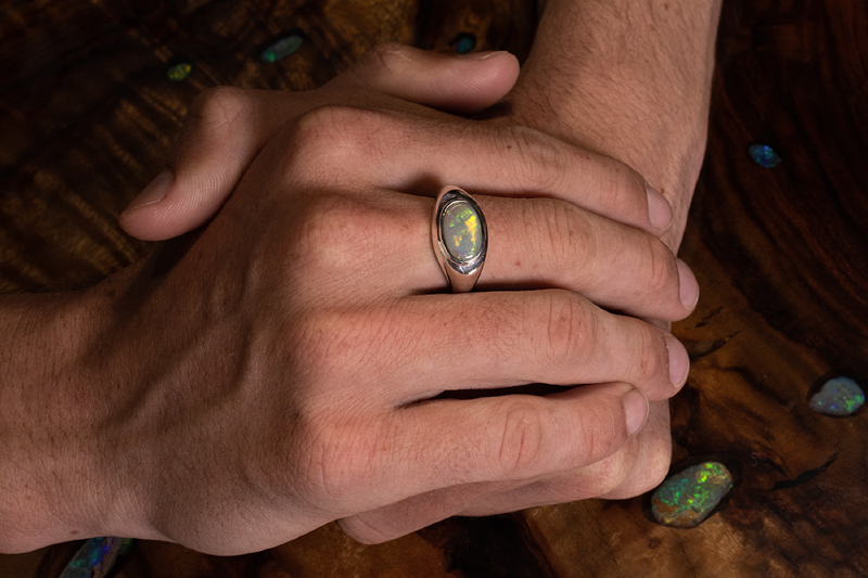 Duke Ring Sterling Silver with 2.56ct dark opal