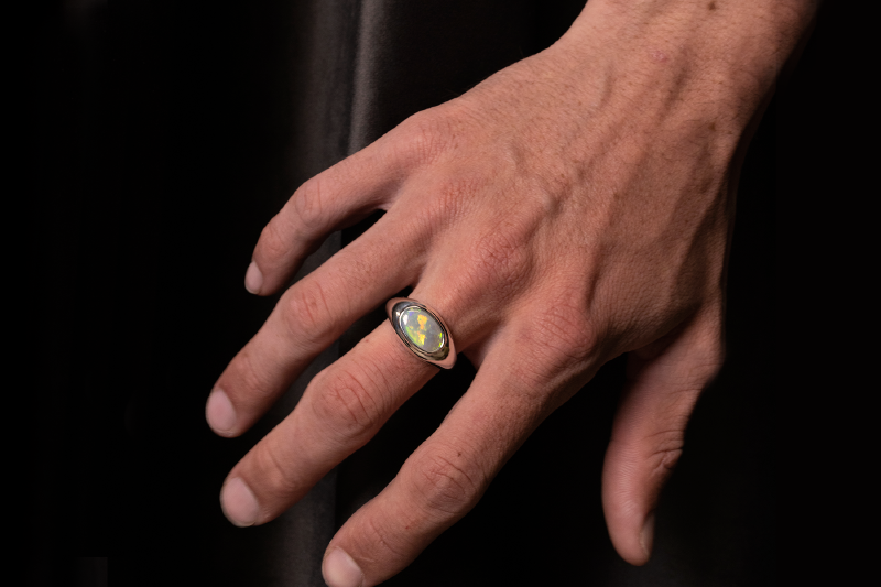 Duke Ring Sterling Silver with 2.56ct dark opal