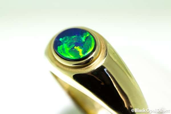 14kt Gold Ningaloo Ring with Black Opal Doublet