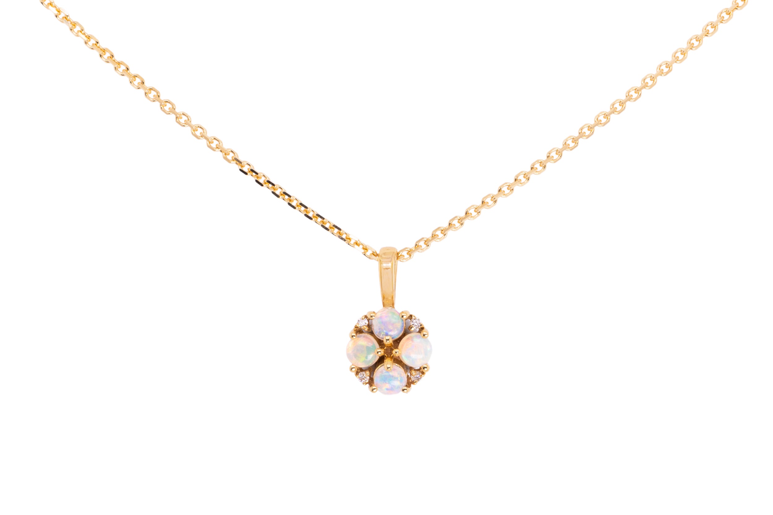 Ivy — 18kt Yellow Gold 0.40 ct Crystal Opal Diamond Pendant