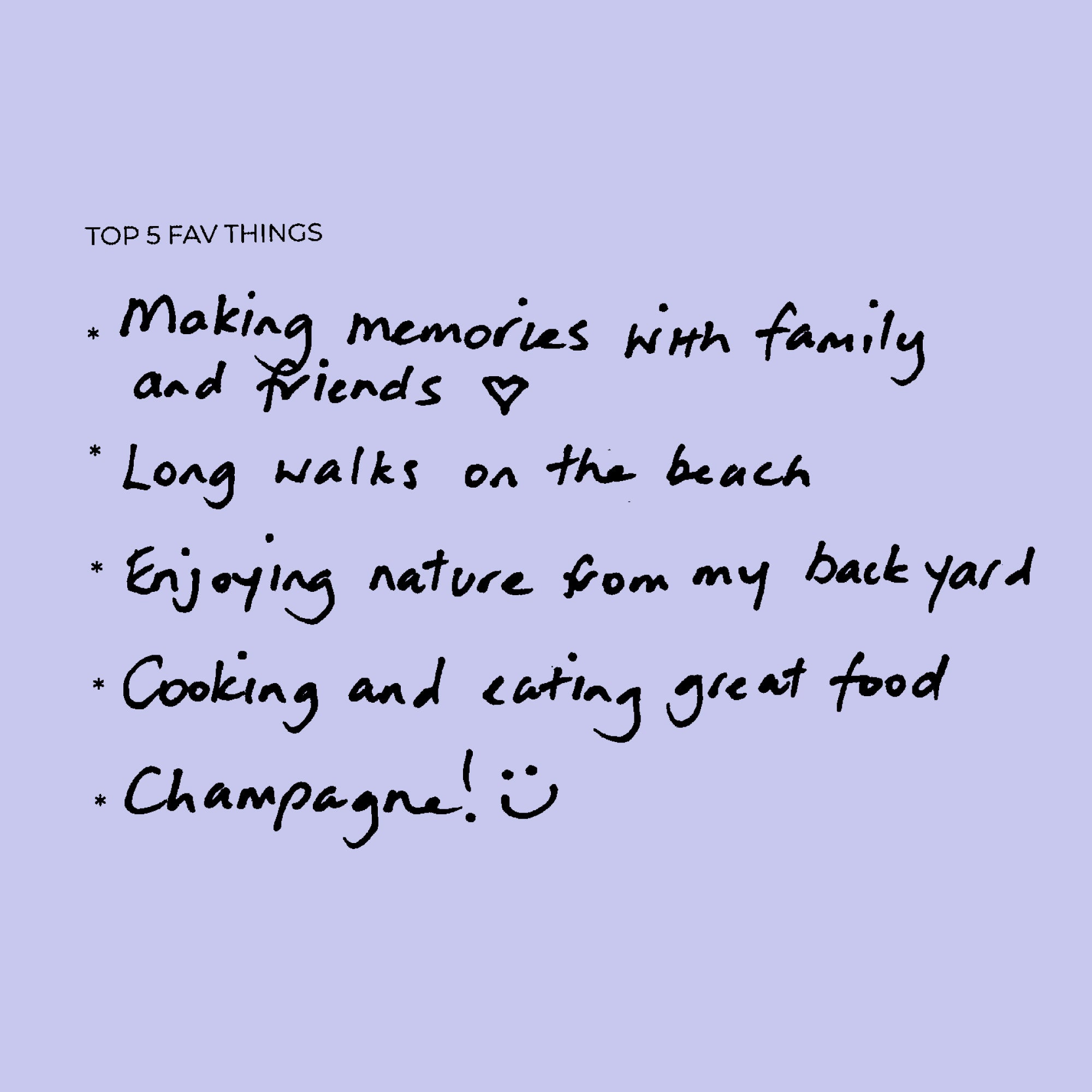 Jane's Top 5 Favorite Things