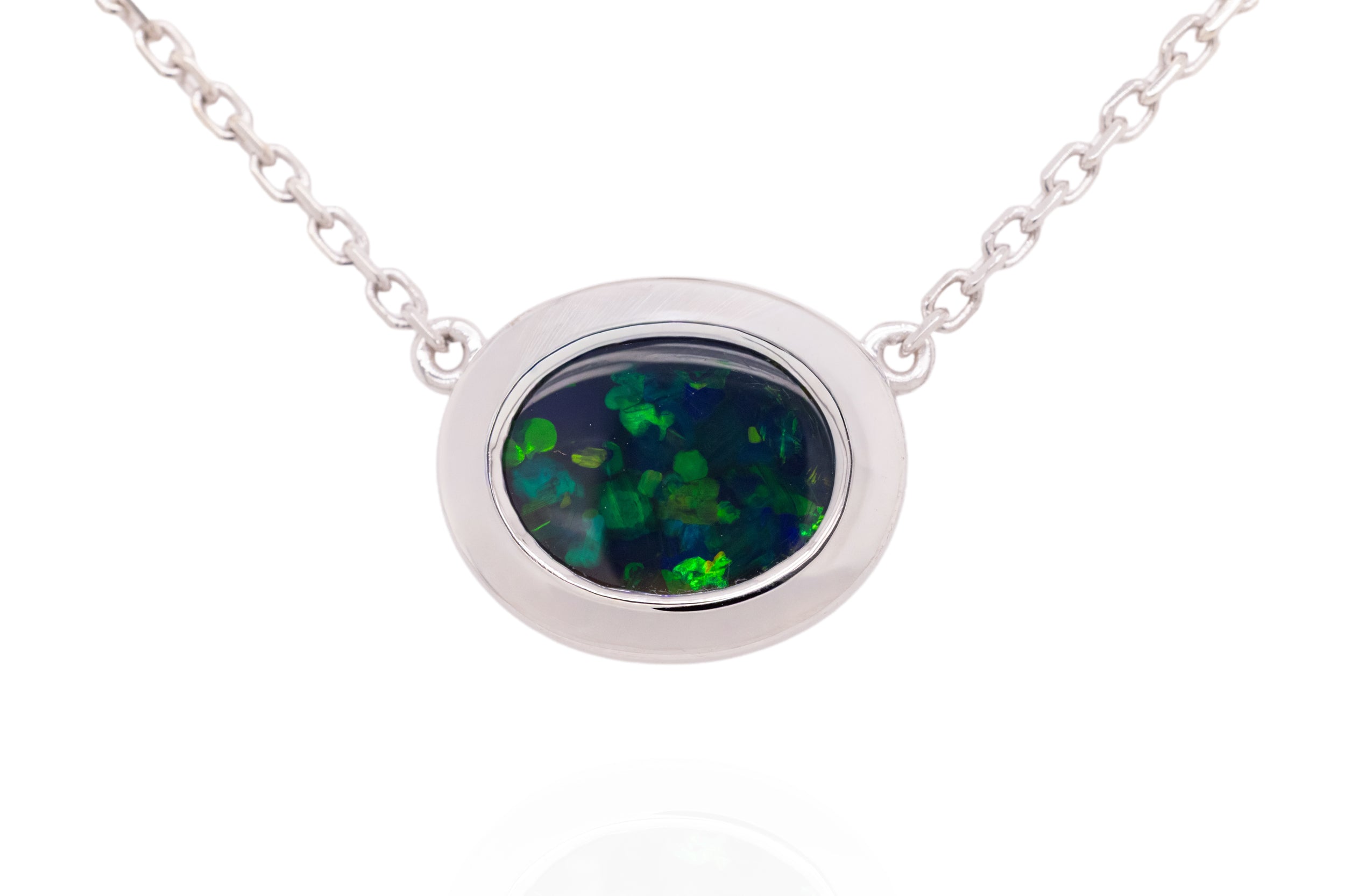 Sterling Silver 1.23 ct Black Opal Necklace