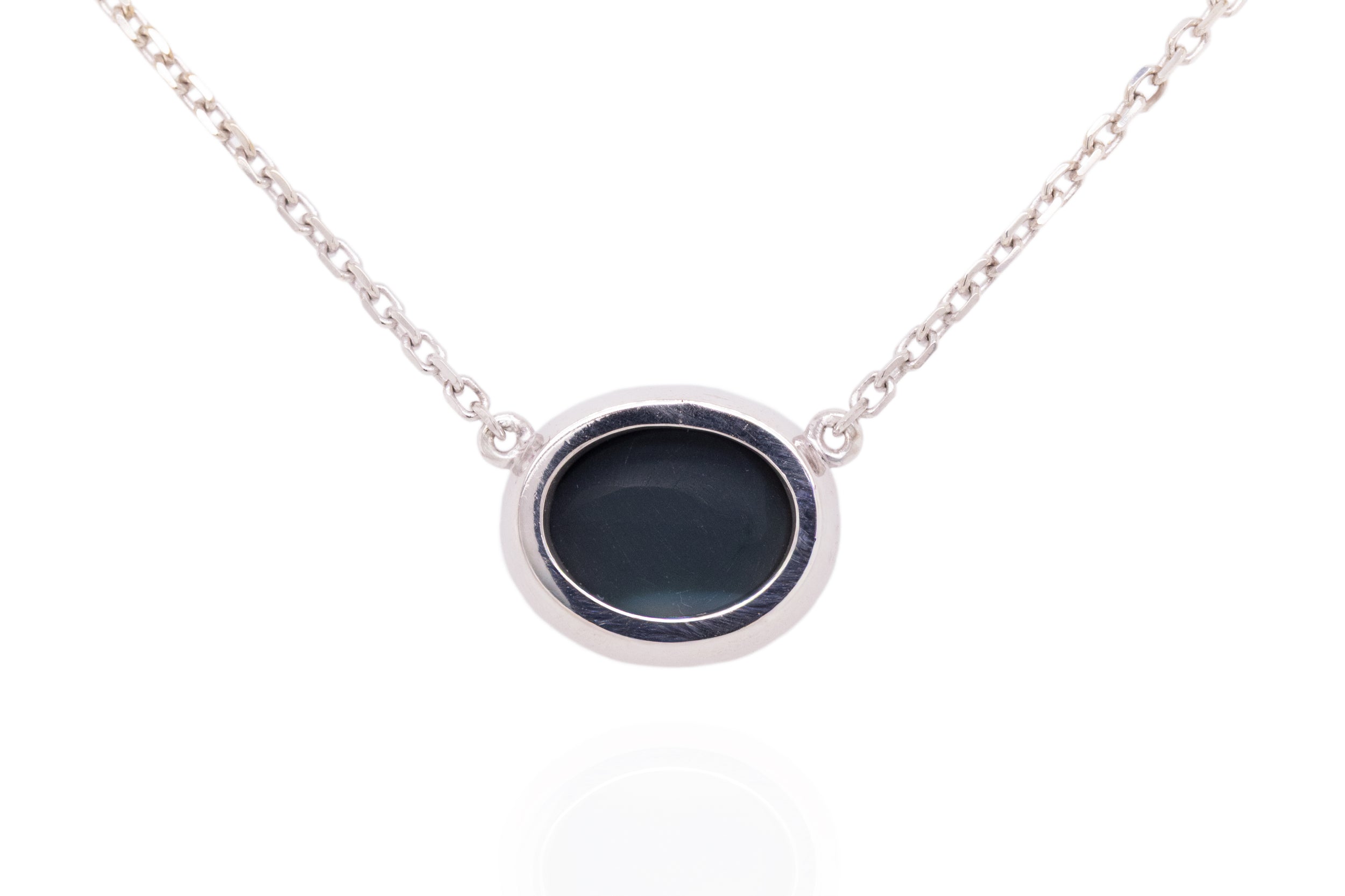 Sterling Silver 1.23 ct Black Opal Necklace
