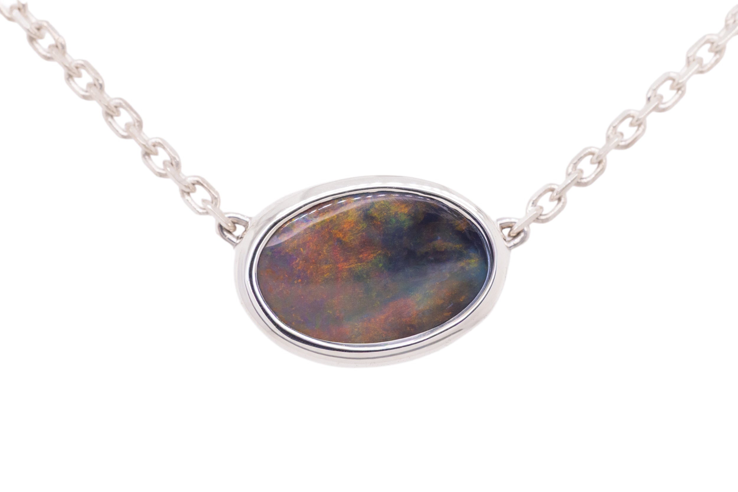 Johanna — Sterling Silver 1.95 ct Black Opal Necklace
