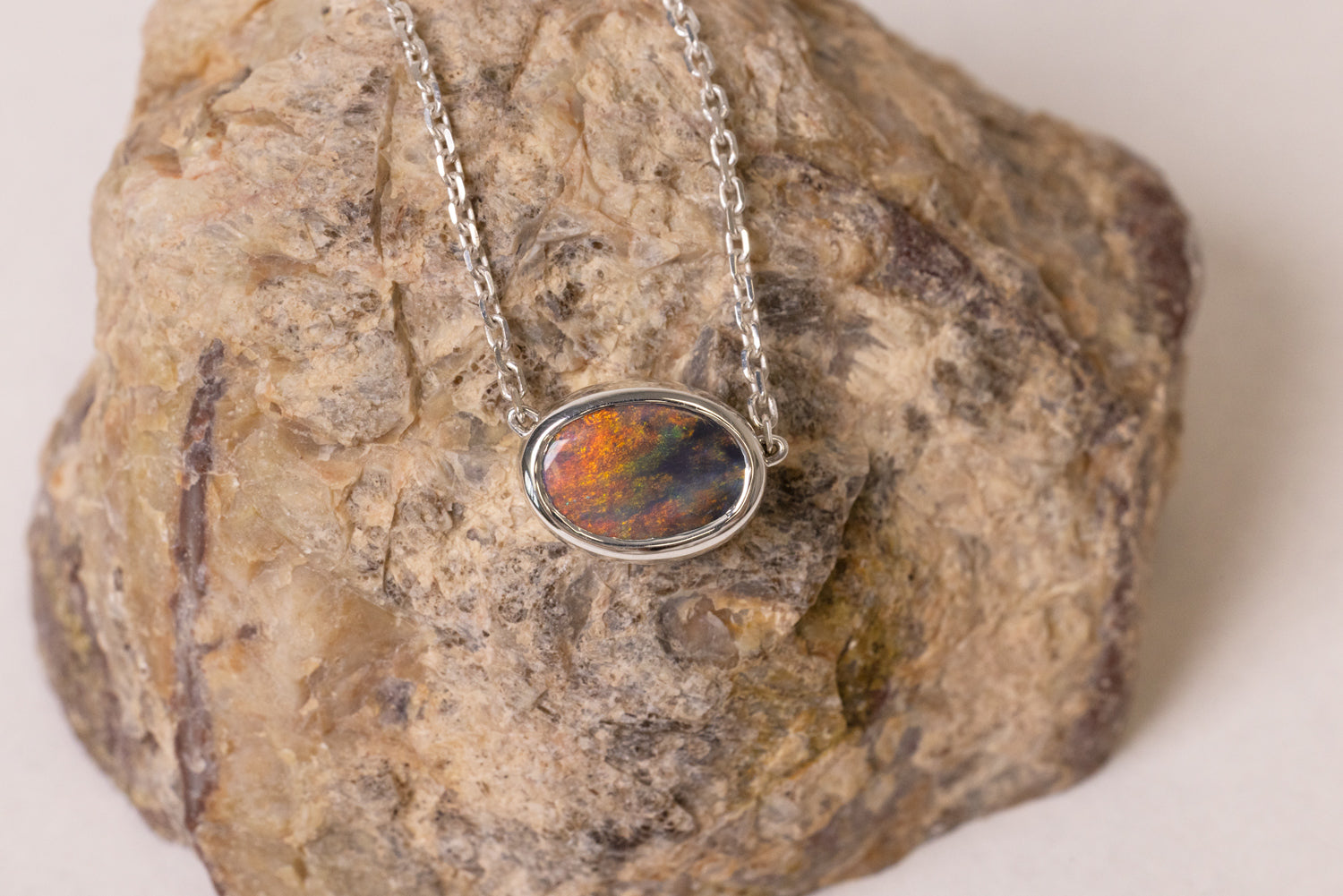 Johanna — Sterling Silver 1.95 ct Black Opal Necklace