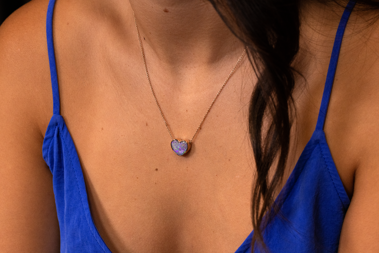 Johanna Necklace Rose Gold with 4.02ct Dark Opal