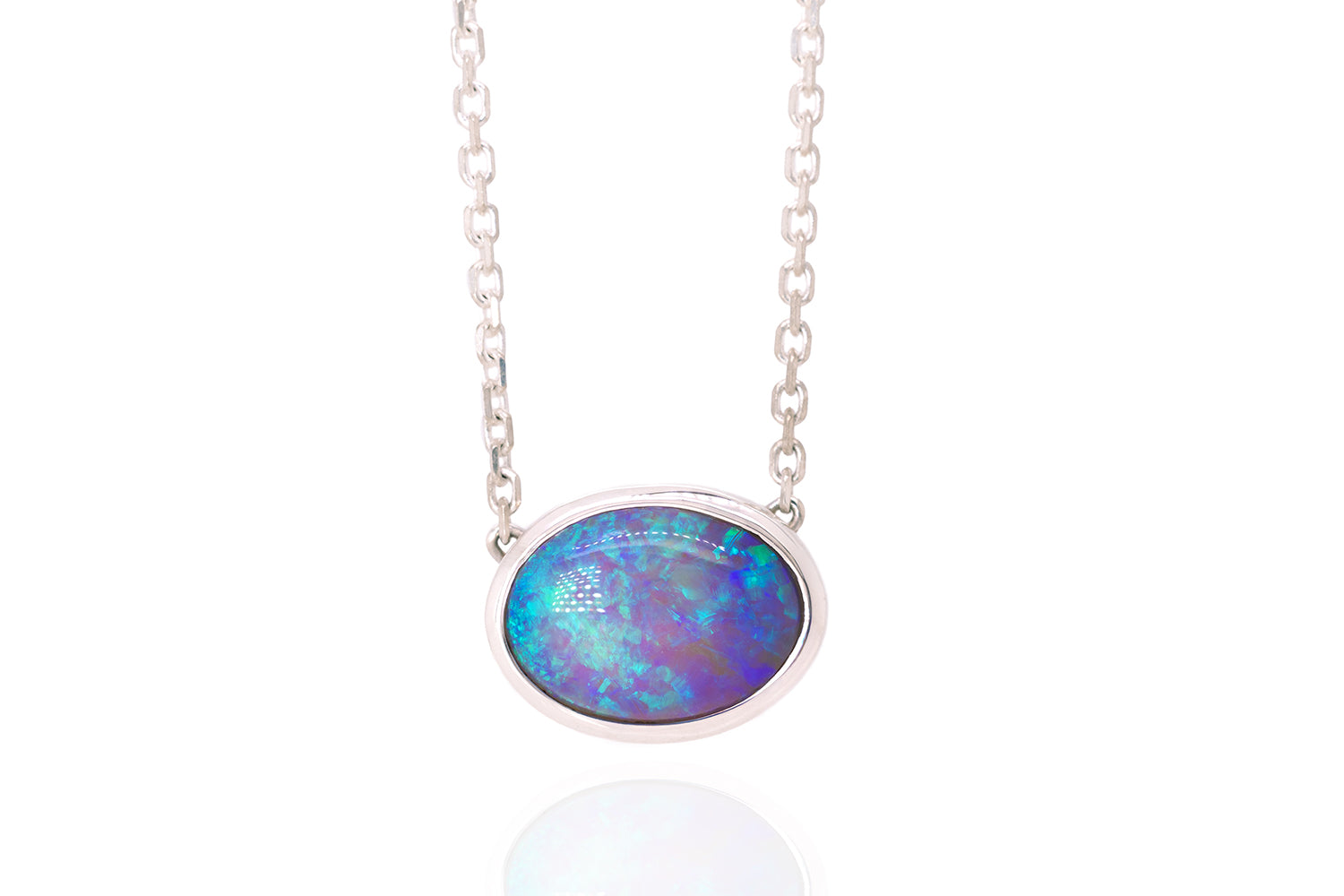Johanna — Sterling Silver 2.58 ct Crystal Opal Necklace