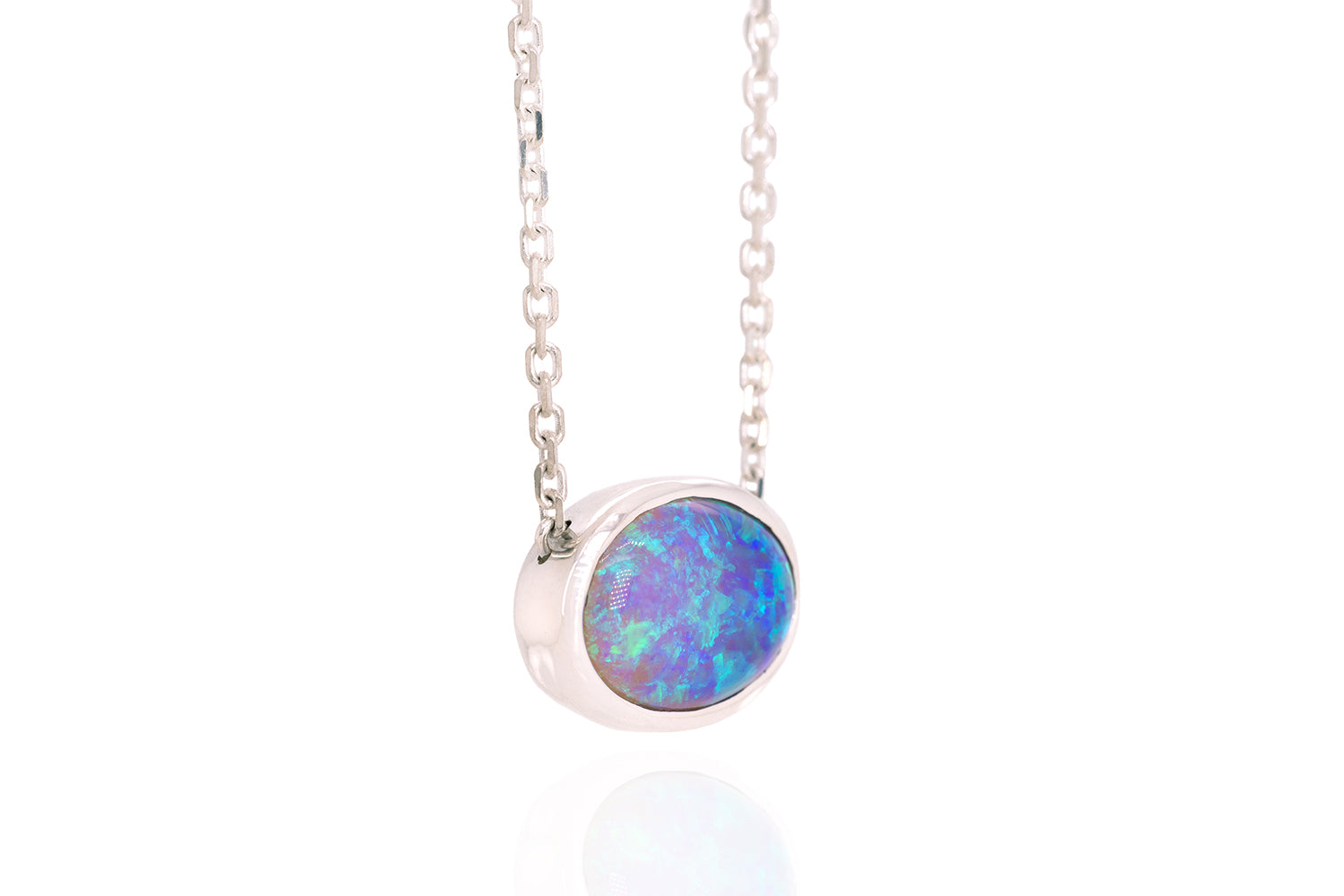 Johanna — Sterling Silver 2.58 ct Crystal Opal Necklace