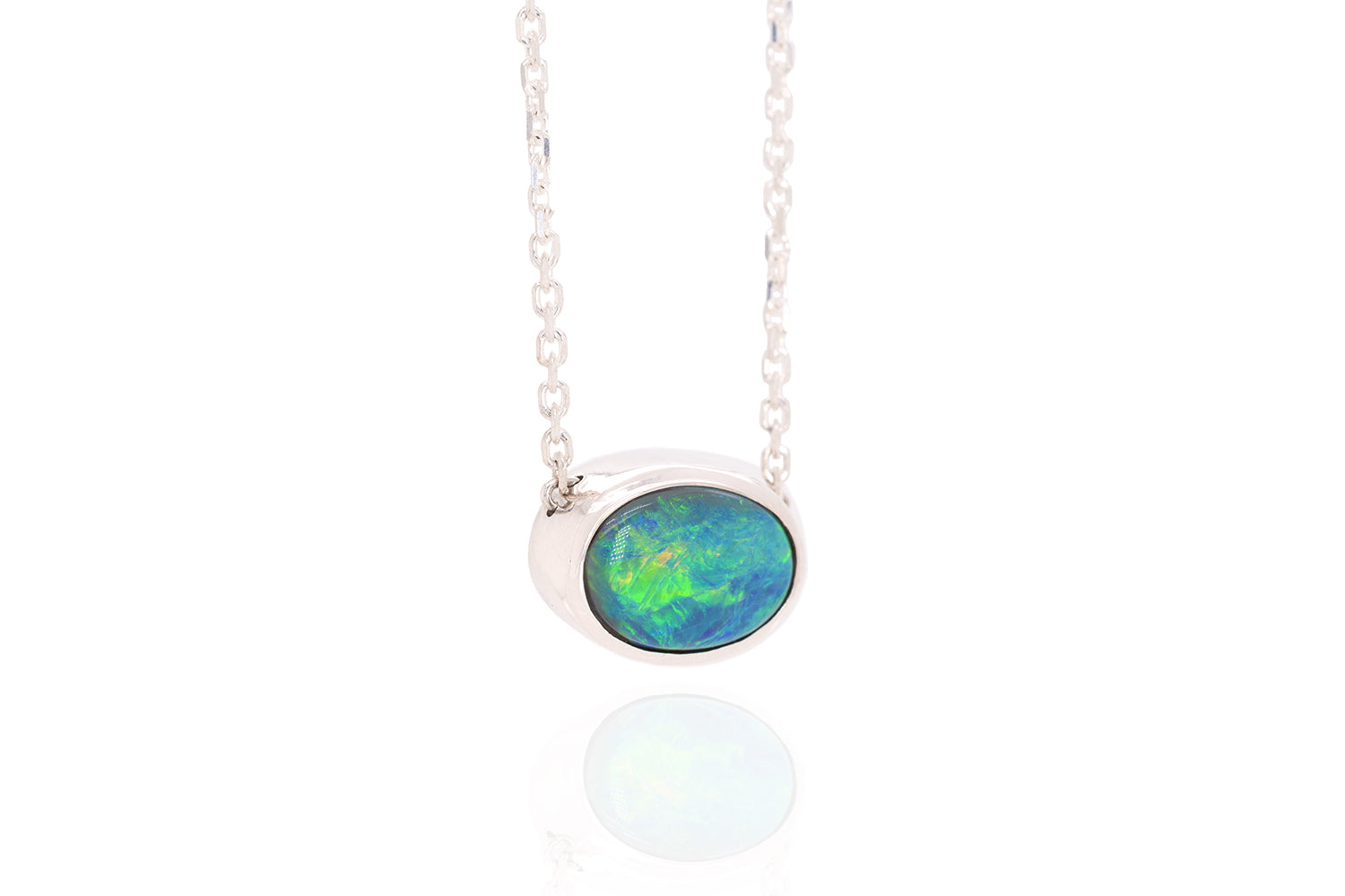 Australian 2.72ct Dark Opal Sterling Silver Johanna Necklace