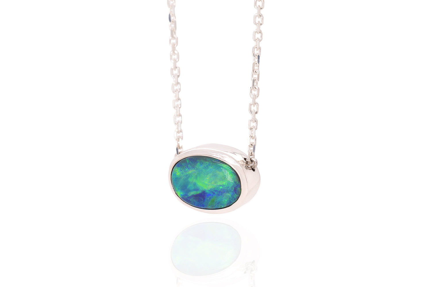 Australian 2.72ct Dark Opal Sterling Silver Johanna Necklace