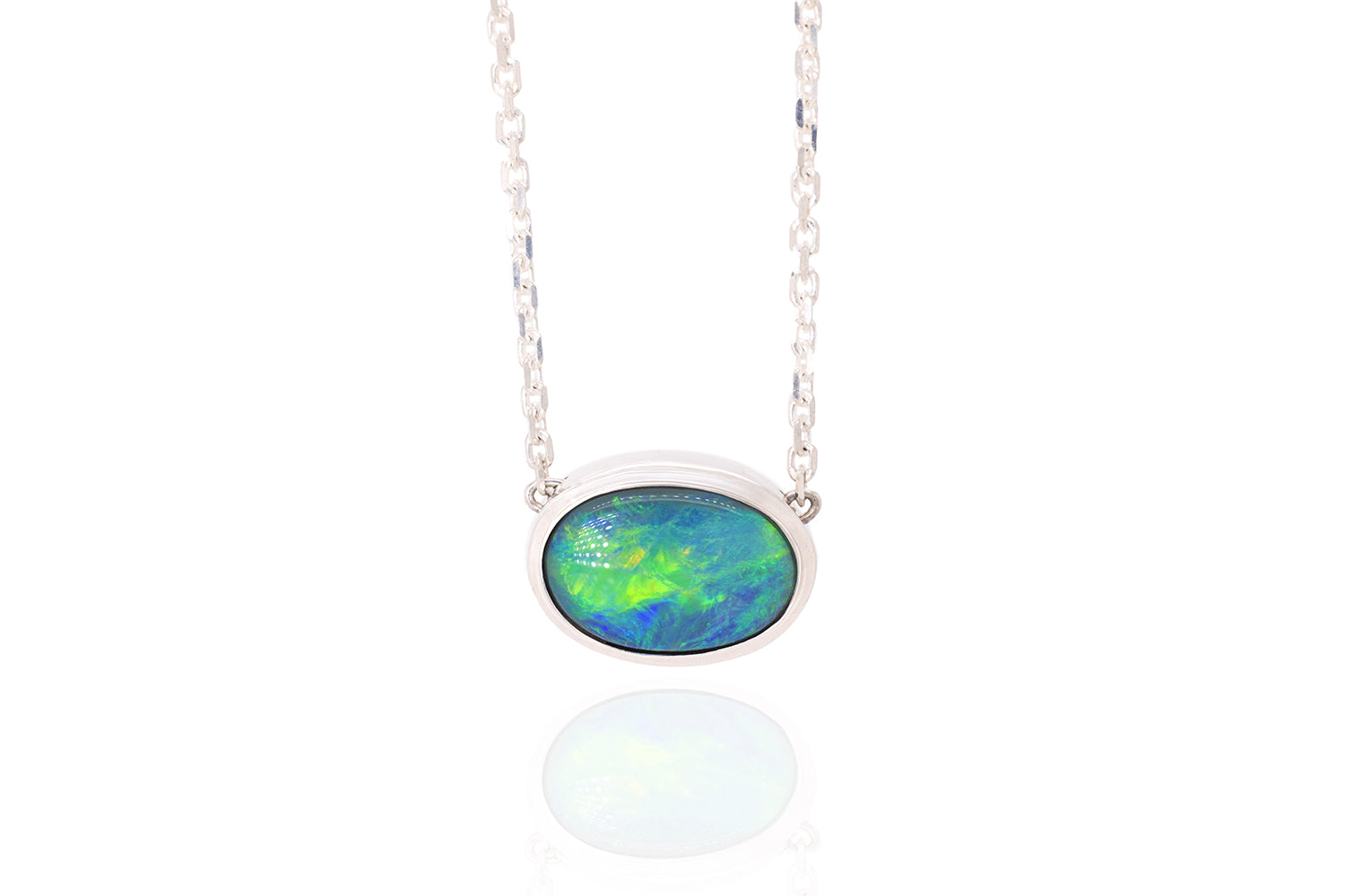 Australian 2.72ct Dark Opal Sterling Silver Johanna Necklace